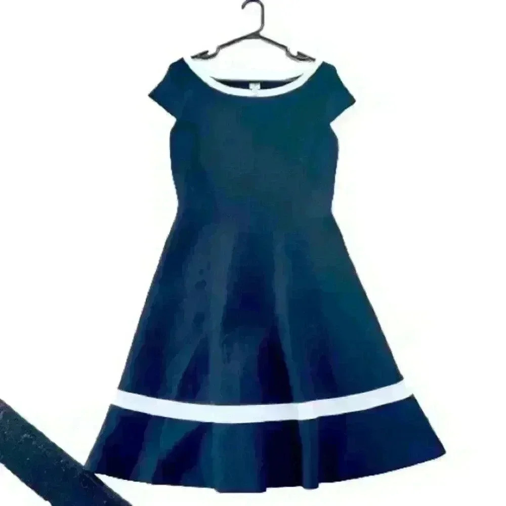 TRISTAN BLACK WHITE STRETCH MEDIUM PINUP DRESS SIZE M